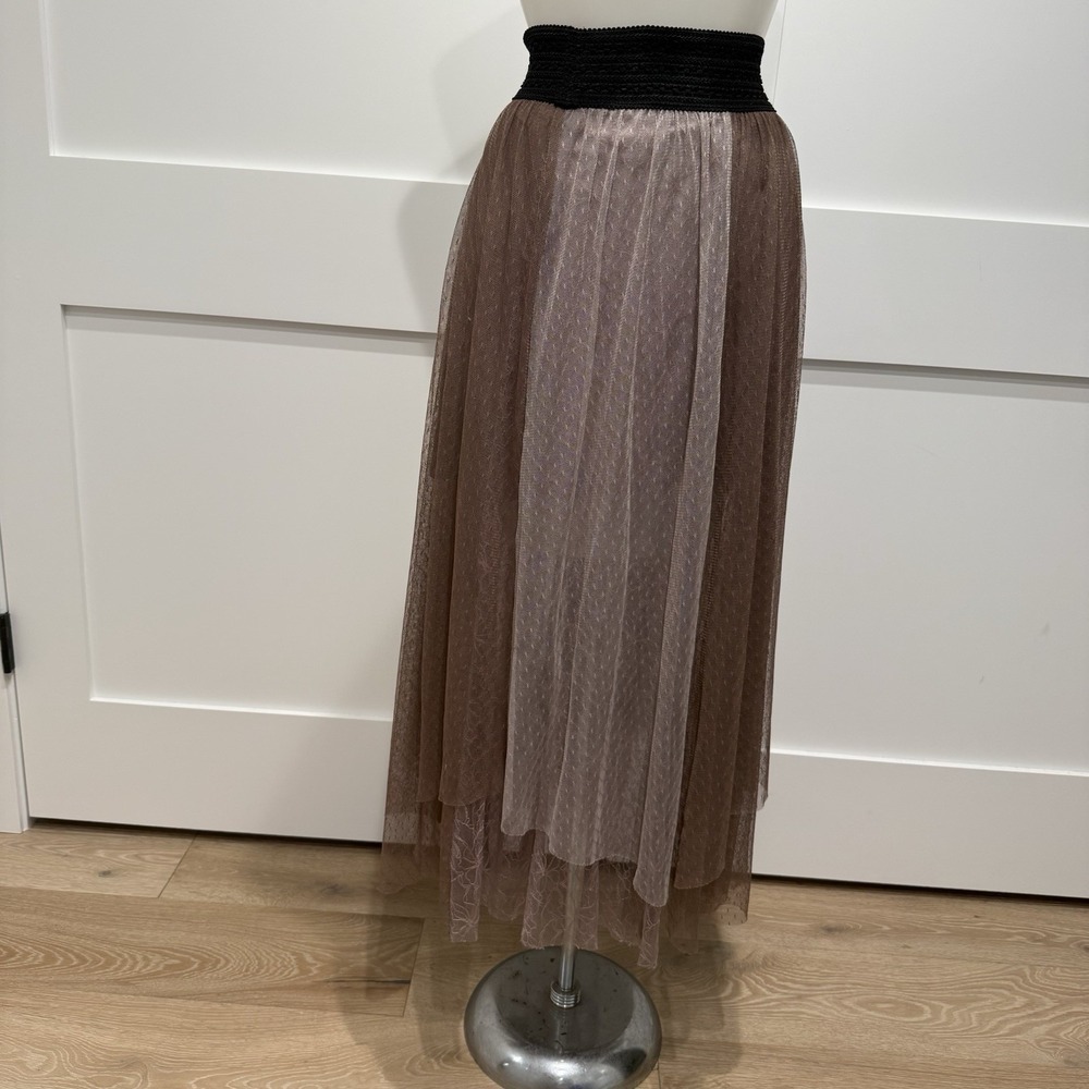 Free People Sugar Plum Fairy Tulle Midi Skirt Earth Purp L NWT Balletcore